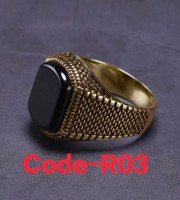 Italian Hematite Ceramics Bio Titanium Ring For Men And Women Golden R03